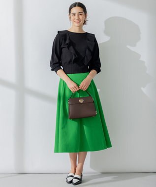 組曲 L 【5色展開・後ろゴム仕様】カラータフタ スカート ダークグリーン系