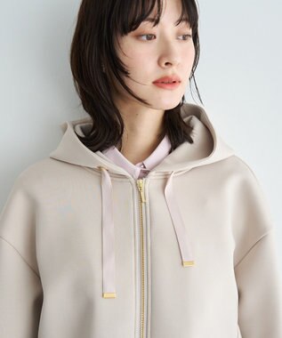 YECCA VECCA バックプリーツZIPフーディー Light Beige