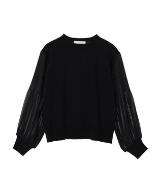 Green Parks プリーツ袖ニットプルオーバー Black