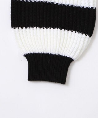 WEGO ダブルジップショートニットブルゾン ブラックボーダー