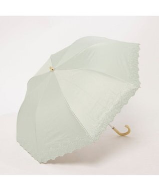 UNBILLION カシュネ cachenez / PUフラワーラメ刺繍トップレス2段折りたたみ傘 グリーン