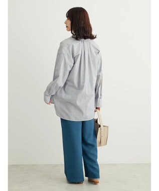 Green Parks 胸元ポケットイージーケアストライプシャツ Dark Navy