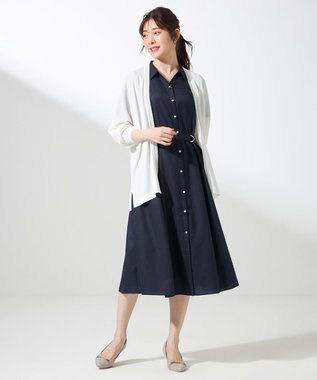ANY SIS S 【接触冷感・UVカット・速乾】スムージーポリエステル シャツワンピース ネイビー