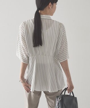 AMERICAN HOLIC 【予約】【接触冷感】ストライプペプラムブラウス Stripe Ivory