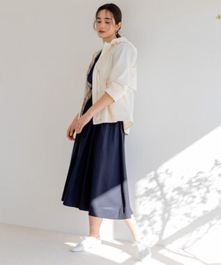 組曲 【セットアップ対応・ウエストゴム仕様】ニュアンスシフォン スカート ネイビー系