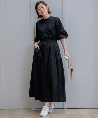23区 S 【洗える】ナイロンコットンポプリン スカート ブラック系