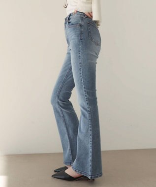 WEGO 【美脚パンツ】ストレッチフレアデニムパンツ デニム中濃色