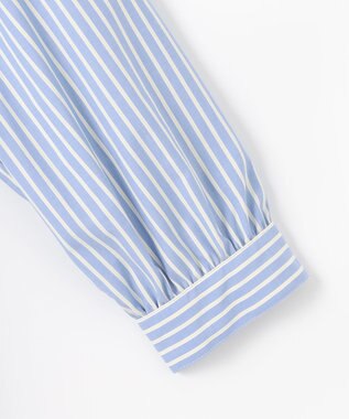 J.PRESS LADIES 【洗える・接触冷感・UVケア】エステネージュストライプ シャーリング  ブラウス サックスストライプ系