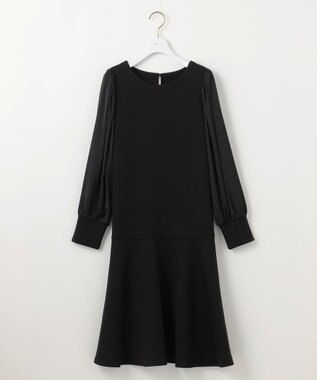 ANY SIS 【洗える】サテンコンビダンボール ワンピース ブラック