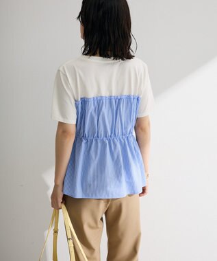 Green Parks ビスチェドッキングカットプルオーバー Stripe Blue