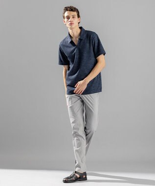 JOSEPH HOMME 【WEB限定商品】トップヘリンボンジャージー　スキッパー ネイビー系