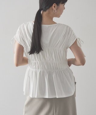 AMERICAN HOLIC 【予約】シャーリングショルダーリボンプルオーバー Off White