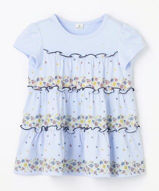 組曲 KIDS 【110-140㎝】ティアードフラワー チュニック サックスブルー