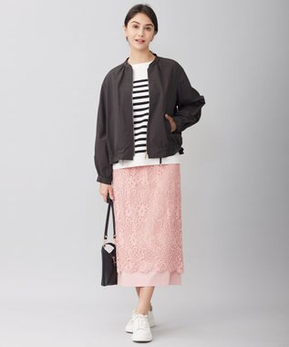 自由区 【洗える】ボタニカルレース スカート ピンク
