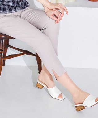 Tiaclasse 【洗える】美脚効果の高いスリットテーパードパンツ グレージュ