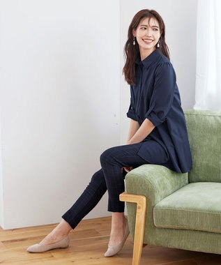 Tiaclasse 【洗える】ストレッチスリムパンツ ネイビー