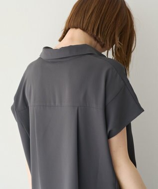 YECCA VECCA 【接触冷感】COOLスキッパーブラウス Charcoal Gray