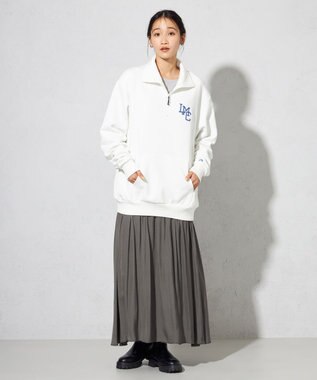 SHARE PARK LADIES 【洗える】ポリエステルシャンブレースカート チャコール