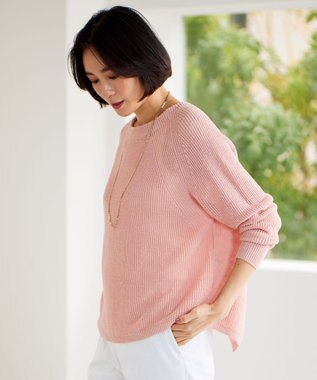 【WEB限定カラーあり・洗える】リネンミドルゲージボートネック ニット