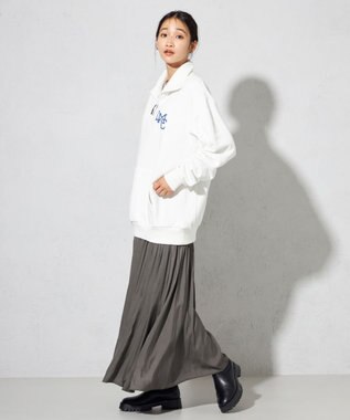 SHARE PARK LADIES 【洗える】ポリエステルシャンブレースカート チャコール