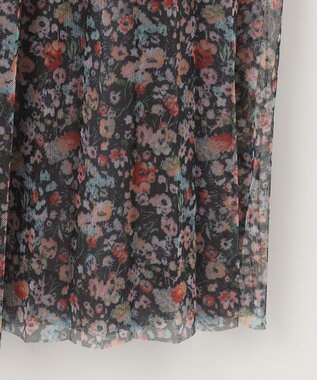 ANY 【ウエストゴム】プリーツチュールスカート フラワープリント