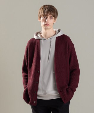 JOSEPH HOMME リッジメリノ　Vネックカーディガン ワイン系