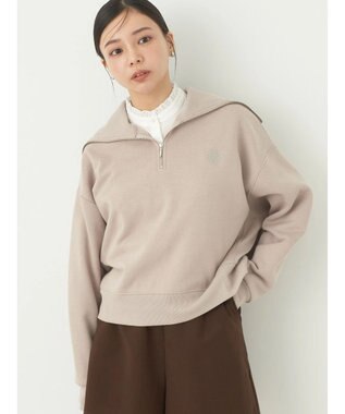earth music&ecology ハーフＺＩＰ裏起毛プルオーバー Pink Beige