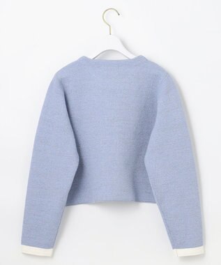 ANY SIS バイカラーラメニット カーディガン ブルー×オフ