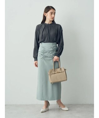 YECCA VECCA シャーリングロングナロースカート Mint