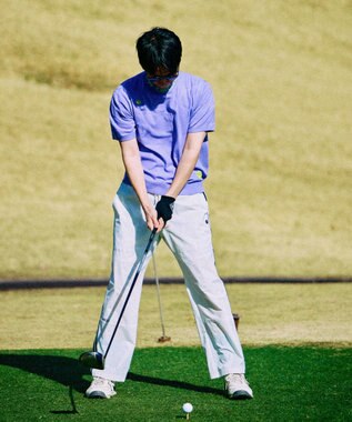 PW CIRCULUS 【手洗い可能】【MEN】アニマルドットニットモック ゴルフ パープル系