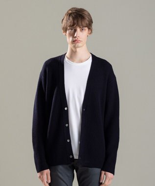 JOSEPH HOMME リッジメリノ　Vネックカーディガン ネイビー系