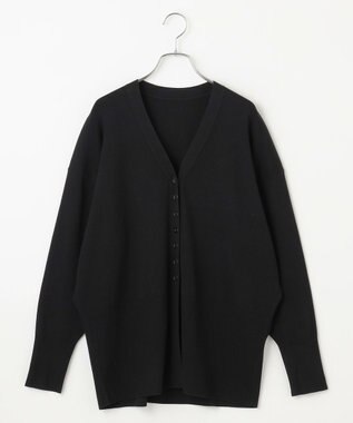 #Newans 【洗える】ファインボタンＶネックカーディガン ブラック