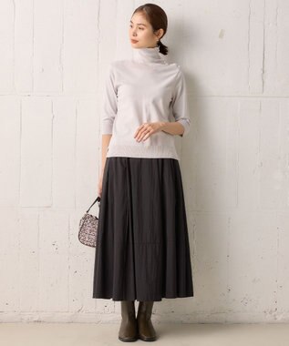 組曲 MINA六分袖タートルネック ニット ベージュ系