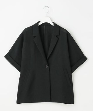 自由区 L 【人気素材・NEWアイテム】ラスティックメッシュハーフスリーブ ジャケット ブラック