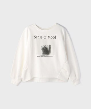 GRACE CONTINENTAL Catphoto裏毛トップ ホワイト