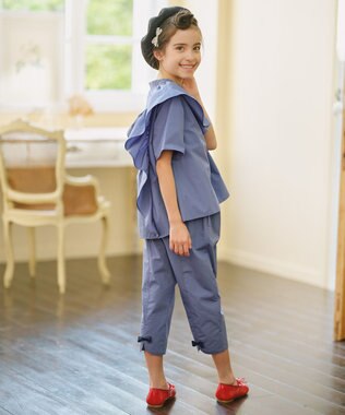 組曲 KIDS 【110-140㎝】バックリボンクロップド パンツ ダスティブルー系