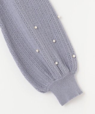 ANY SIS 【Oggi1月号掲載】モックネック袖パール調 ニット ライトブルー