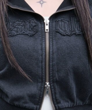 WEGO ヴィンテージウォッシュロゴ半袖パーカー スミクロ