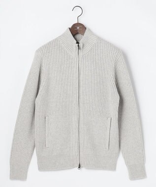 JOSEPH ABBOUD 【キングサイズ・3シーズン活躍する綿ブレンド】コットンアクリルバルキー ジップニット ブルゾン ライトグレー系