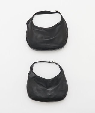 russet 《ショルダーバッグ人気NO.1モデル》ソフトレザーラウンドビッグショルダーバッグ(CE-1325-WEB) Black2（シルバー金具）