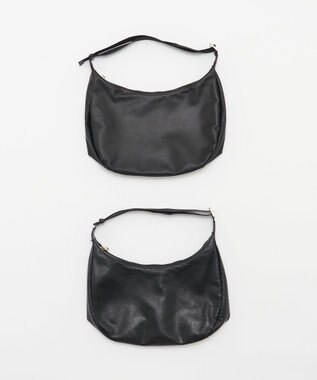 russet 《ショルダーバッグ人気NO.1モデル》ソフトレザーラウンドビッグショルダーバッグ(CE-1325-WEB) Black2（シルバー金具）