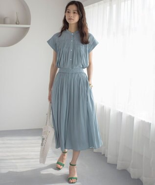 組曲 L 【春夏のNEWカラー登場】ギャザーライトデシン パンツ スモーキーグリーン系