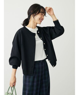 Green Parks ・ｆｕｒｒｙ　ｒａｔｅ２ｗａｙかる~いニットカーデ Black