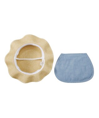 MIKI HOUSE HOT BISCUITS 【48-54cm】 麦わら風 リボン付きハット ベージュ