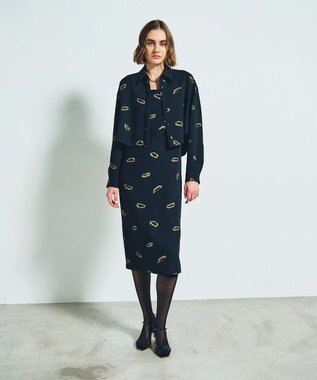 GRACE CONTINENTAL リップモチーフショートシャツ ブラック