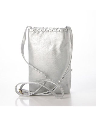 UNBILLION perche 牛革ソフト3層かがりショルダーバッグ シルバー