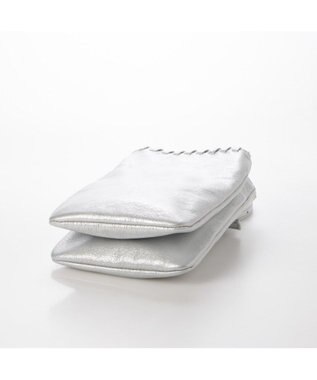 UNBILLION perche 牛革ソフト3層かがりショルダーバッグ シルバー