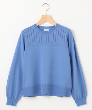 組曲 S 透かし柄 ニットプルオーバー ブルー系