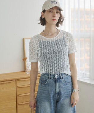 WEGO 【ANGIE VINTAGE】レースTシャツ ホワイト