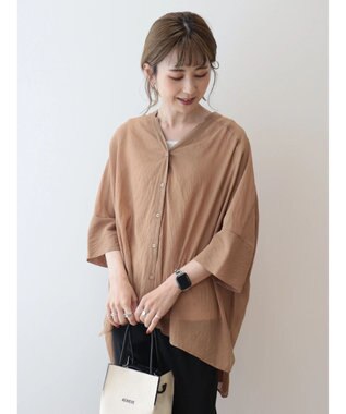 AMERICAN HOLIC バックギャザーＶネックシアーシャツ Camel